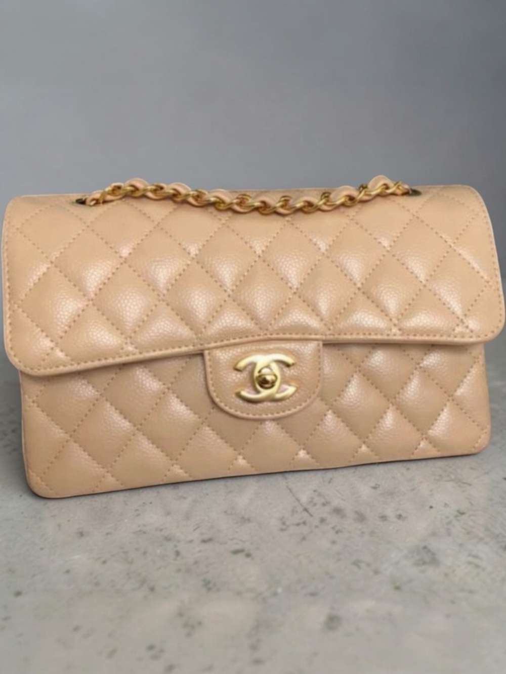 🥂Chanel Small Beige Clair Caviar Classic Flap With GHW🥂